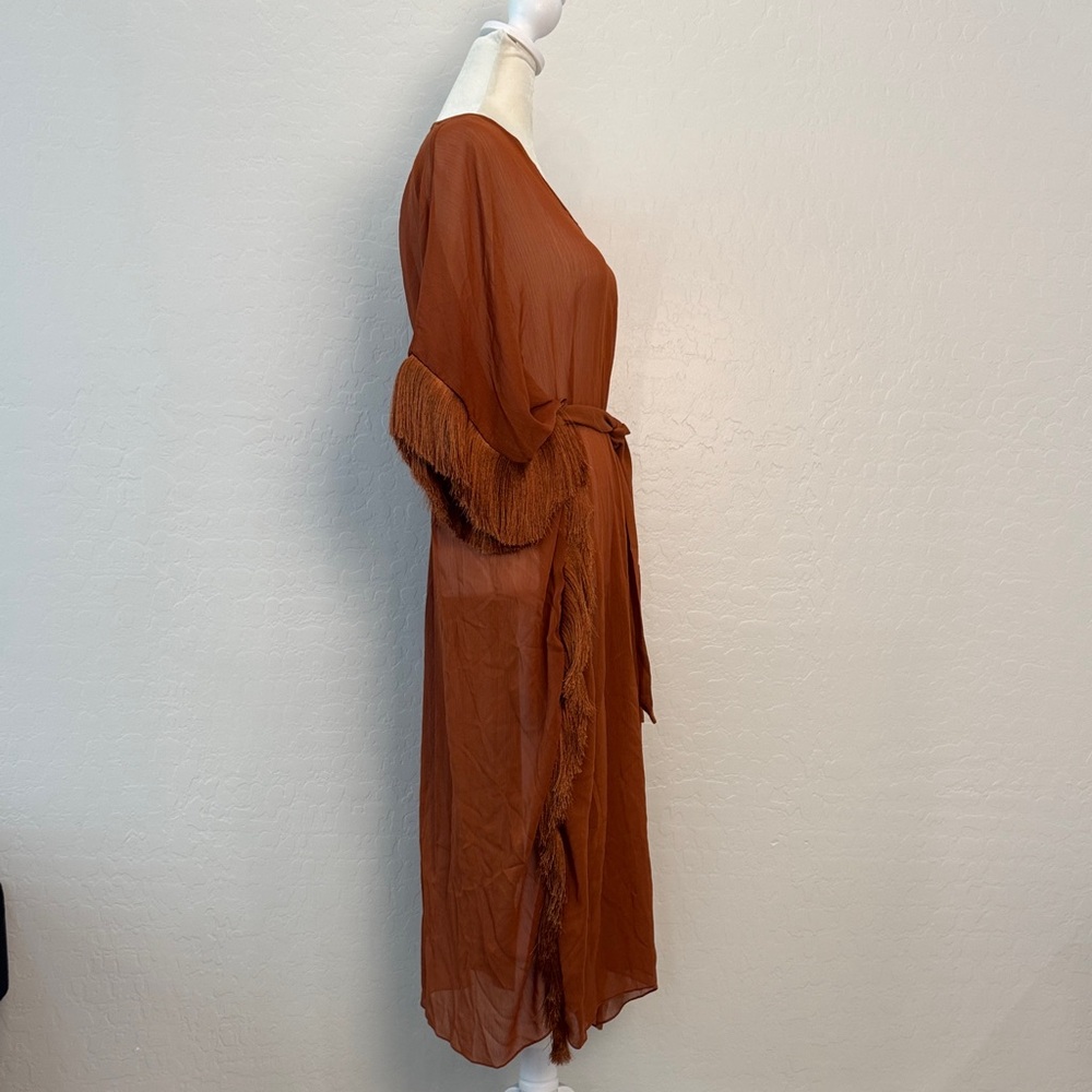 Chic Rust Maxi Dress with Belt - Picture 3 of 6